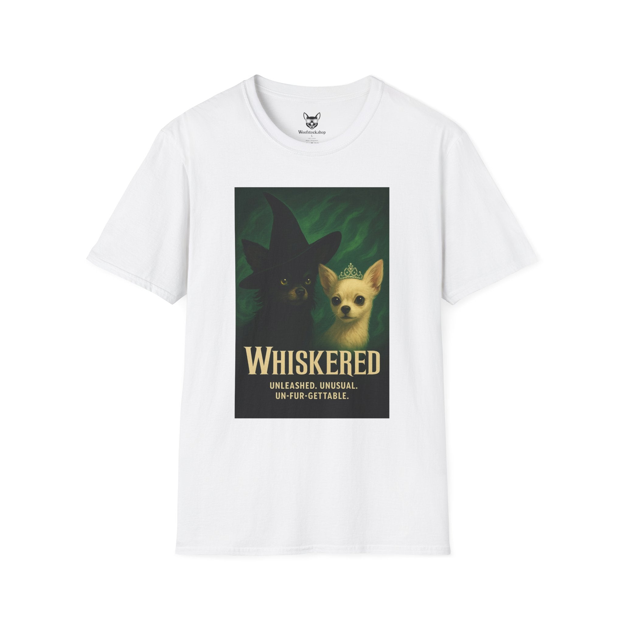 Wicked Broadway Poster Dog Parody Unisex Softstyle T-Shirt -- Funny Dog Shirt for Broadway and Dog Lovers